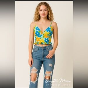 Floral Print Crop Top - Multicolor